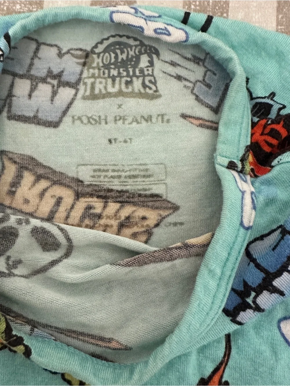 Posh Peanut Turquoise Graphic Hot Wheels-Style Pajama Set